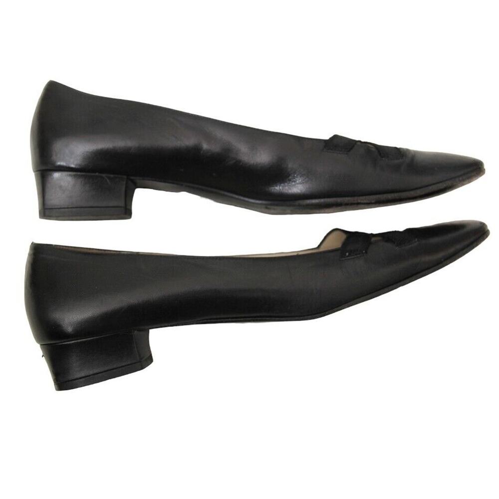 Salvatore Ferragamo Black Leather Elastic Crisscross Square Toe Pumps - Picture 3 of 9